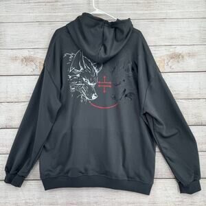 Megumi Divine Dogs Hoodie Sweatshirt Mens XL Gray White Red Black